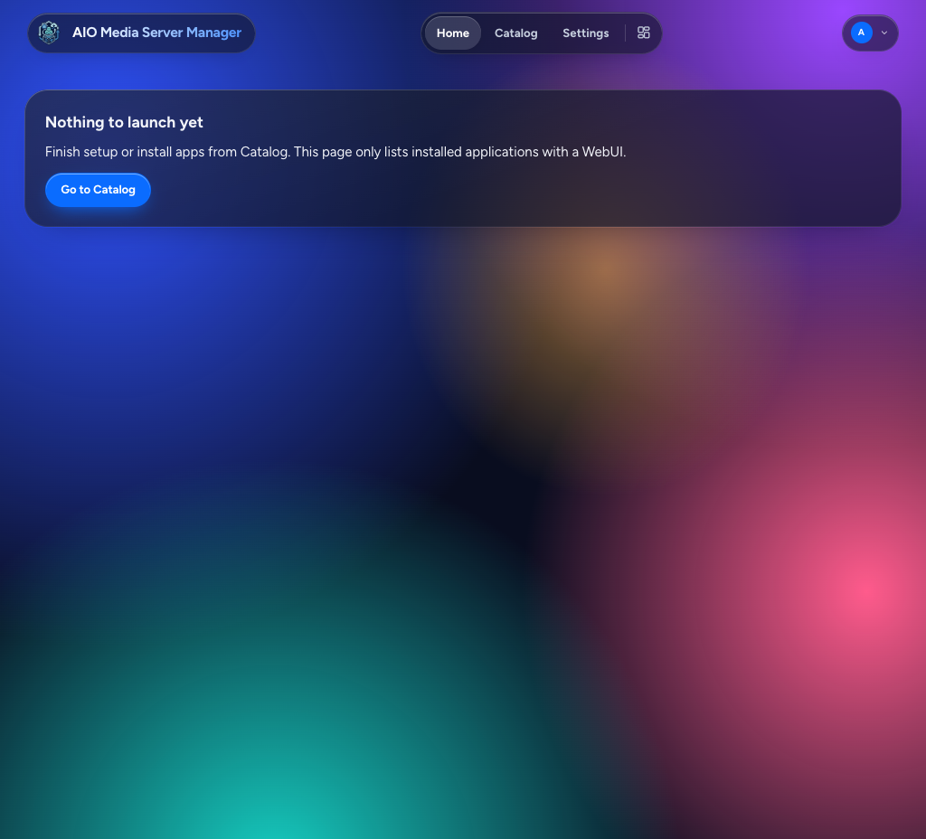Home before any applications are installed, dark theme