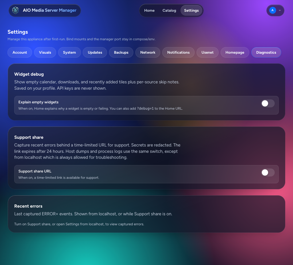 Diagnostics, dark theme