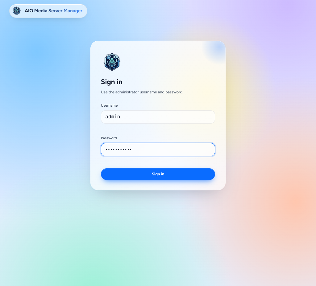 Administrator sign-in, light theme