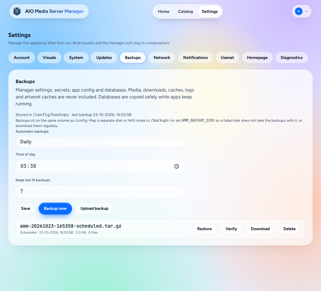 Backups, light theme