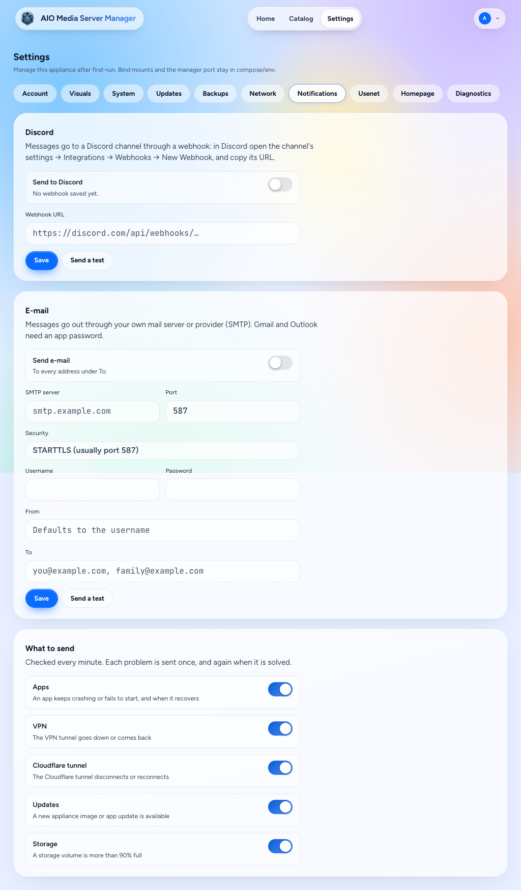 Notifications, light theme